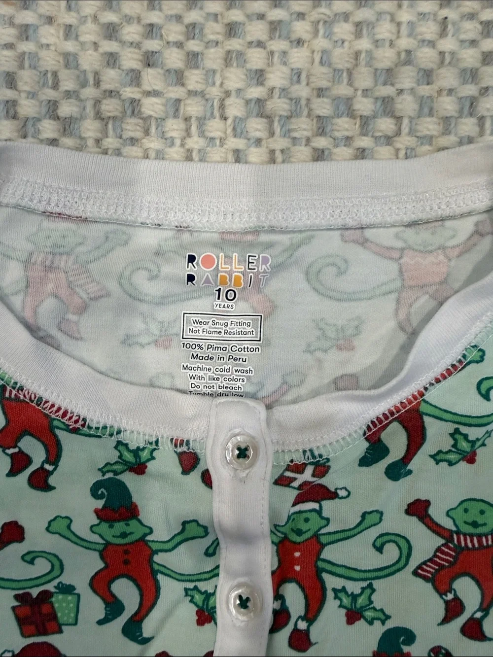 Roller Rabbit Holiday Monkey Print Kids Pajama Set